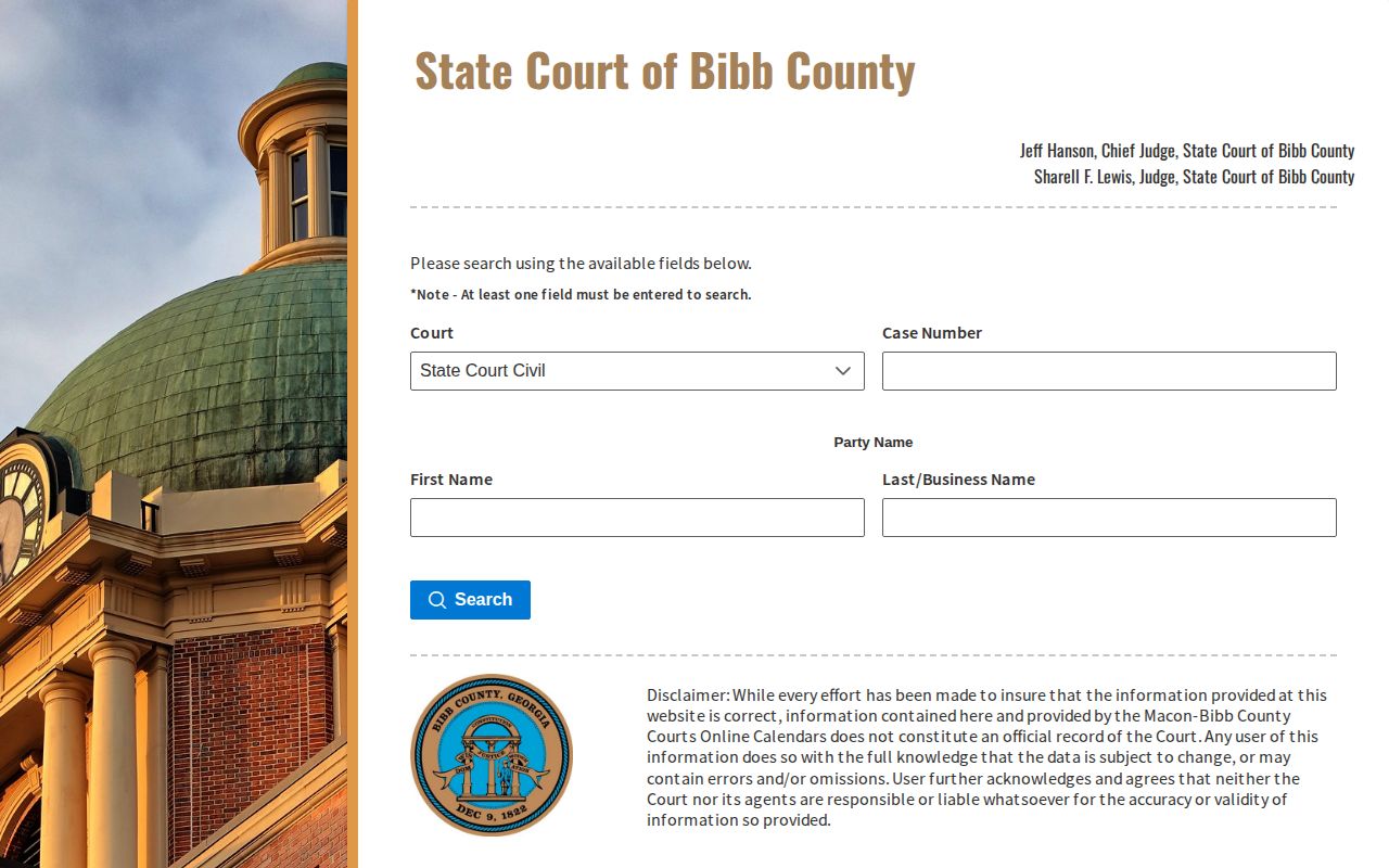 Bibb County 24-hour release State Court docket search