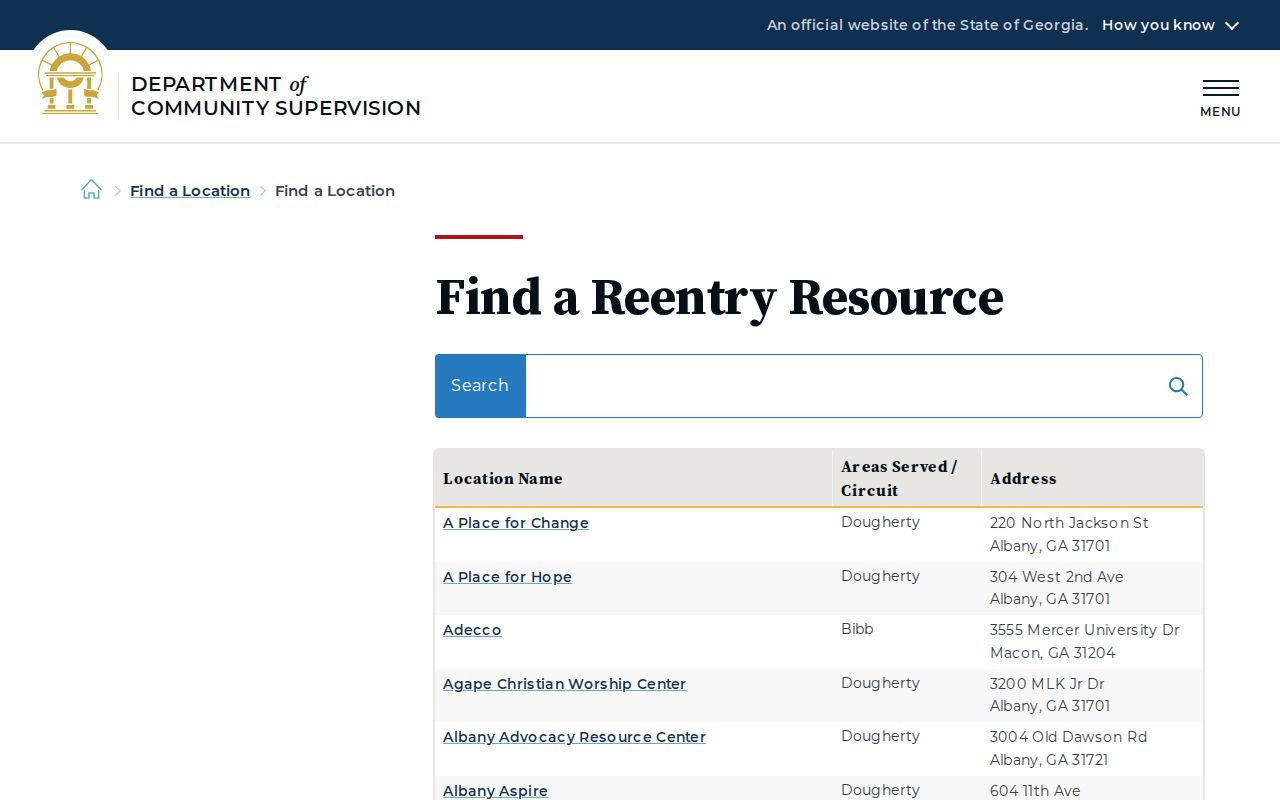 Macon Transitional Center release reentry resource locator