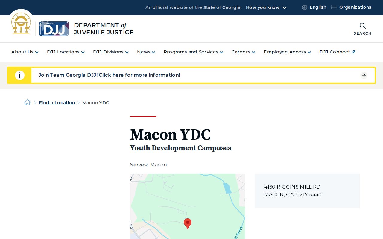 Macon Youth Development Campus restricted release contact source